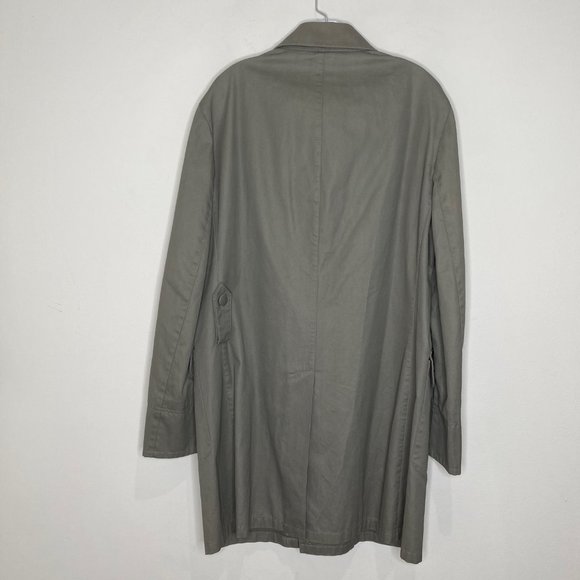 John Varvatos Collection Double Breasted Cotton Trench Coat Green - Picture 2 of 15